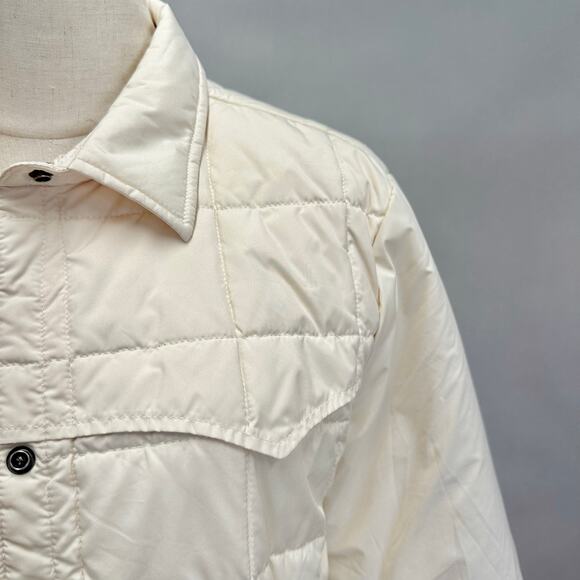 Woolrich Moccasin ivory quilted puffer chore jacket size Women's Large shacket - Picture 6 of 14